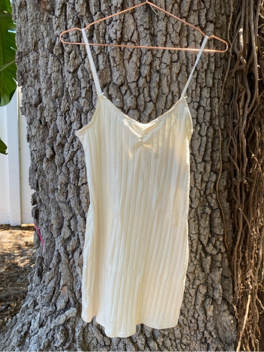 Christy Dawn Cream Ribbed Slip Dress with Adjustable Straps - Picture 4 of 8